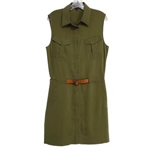 Rag & Bone Caroline Belted Shirtdress Olive Size 10 Safari Military Utility Chic